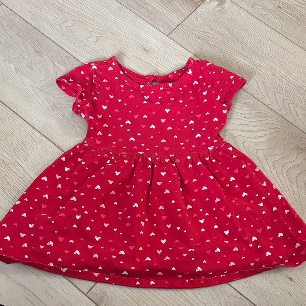 George Red Heart Pattern Kids Dress